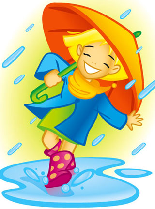 Dziewczynka z parasolem. Ilustracja do kolorowanki dla dzieci. Ilustracja wektorowa.  i 