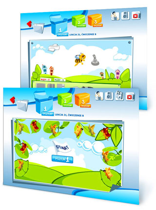 Interface gry dla dzieci. Projekt i ilustracje. Wydawnictwo HELION  