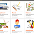 Ilustracje obrazujące kategorie w portalu internetowym. Projekt layoutu, elementów graficznych, bannerów, avatarów.   