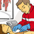 Komiksowa historia o udzielaniu pierwszej pomocy. Ilustrowany materiał edukacyjny. Grupa Medyczna Puls  