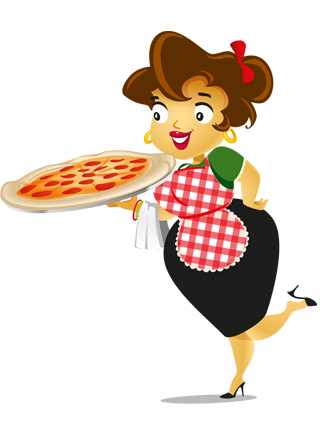 Postać Włoszki wykonanay dla nowopowstającej sieci pizzeri.   